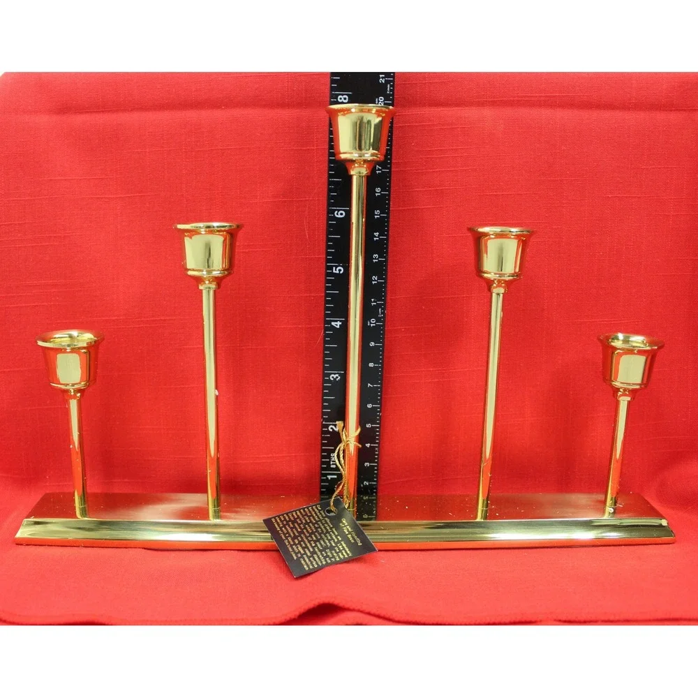 PartyLite Candelabra Gold Quintette Brass 5-Light Taper Holder P0154 Holidays